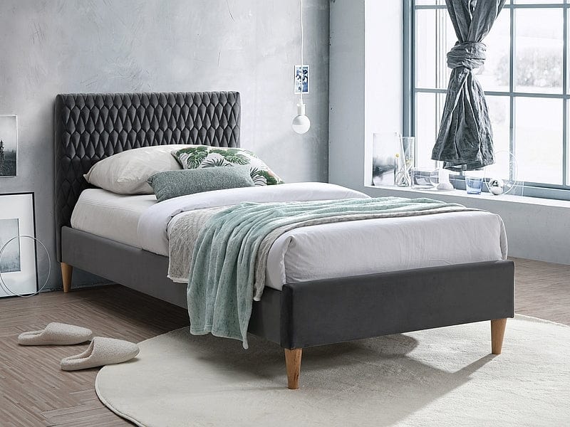 Letto in velluto Azzimo Grigio (1) & SMP-PAT-AZURRO-VELVET-GREY