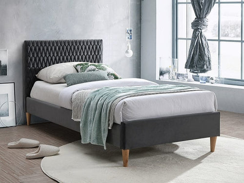 Letto in velluto Azzimo Grigio (1) & SMP-PAT-AZURRO-VELVET-GREY