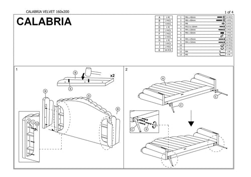 Letto in velluto Calantha Grigio (1)