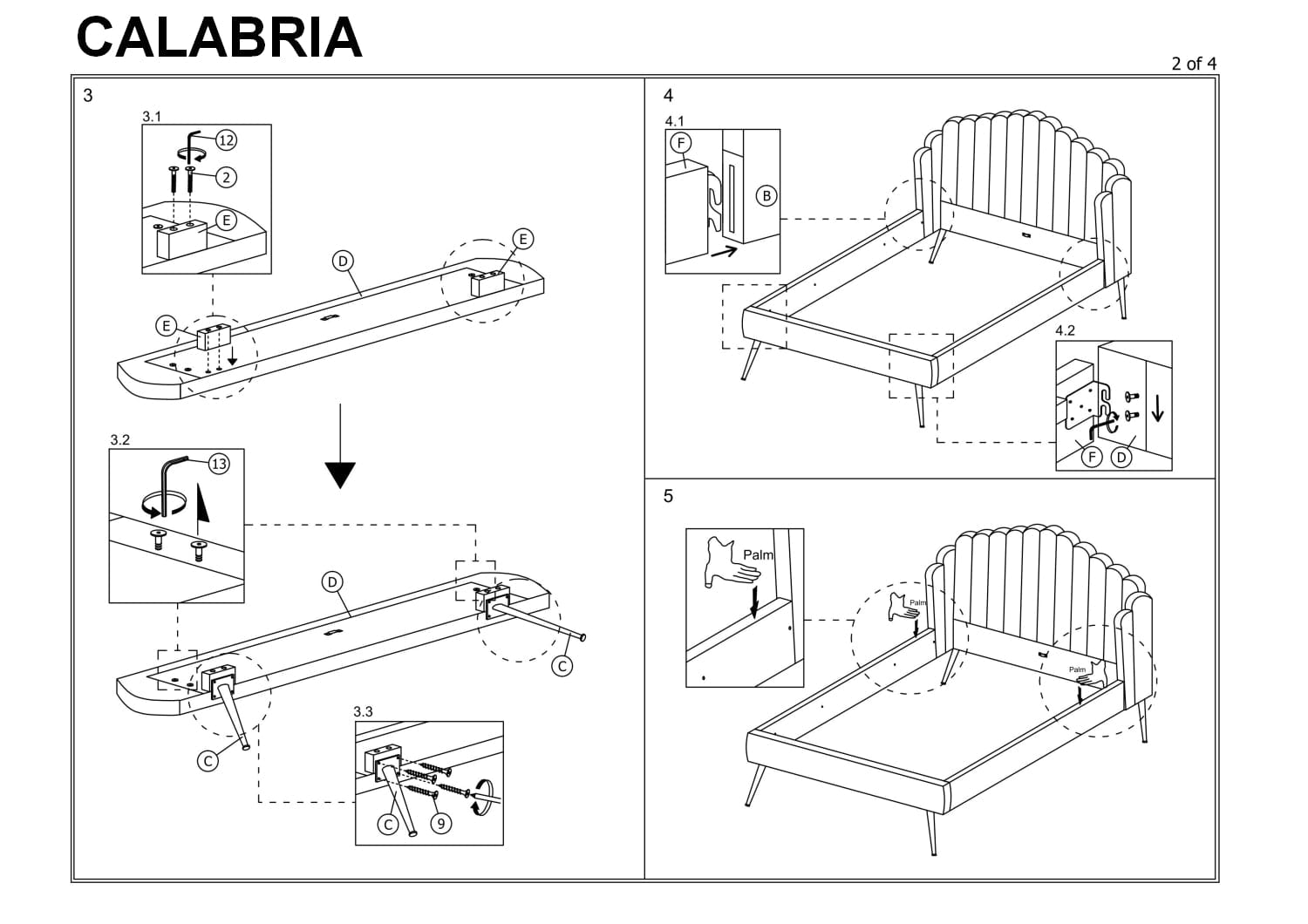 Letto in velluto Calantha Grigio (2)