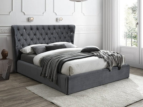 Letto in velluto Carrillo Grigio & SMP-PAT-CARVEN-GREY