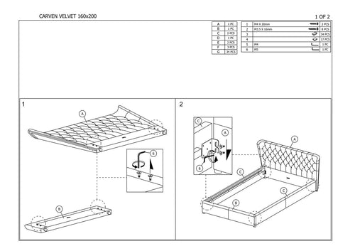 Letto in velluto Carrillo Grigio (1)
