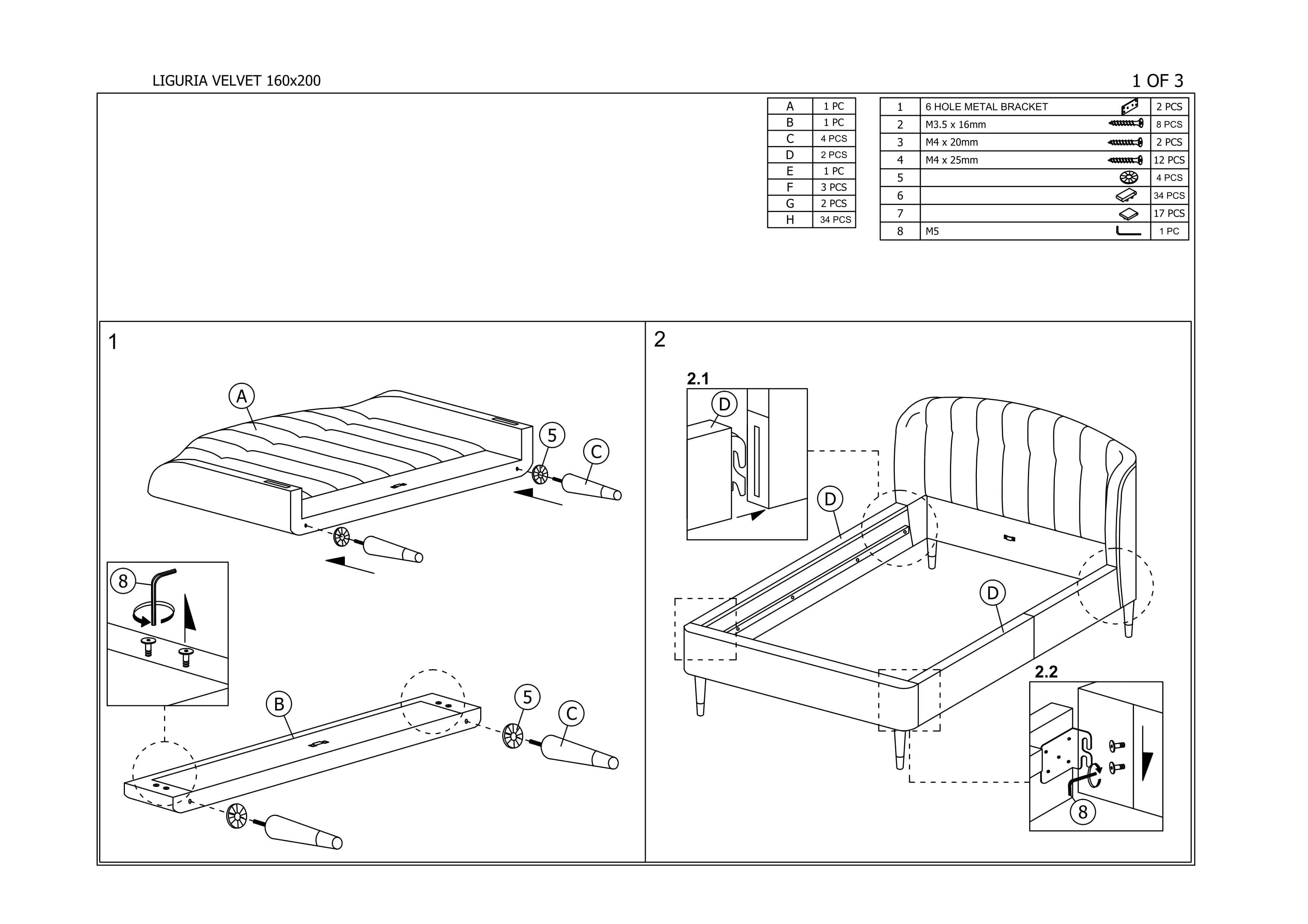 Letto in velluto Leslie Grigio (1)