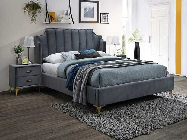 Letto in velluto Murphy Grigio