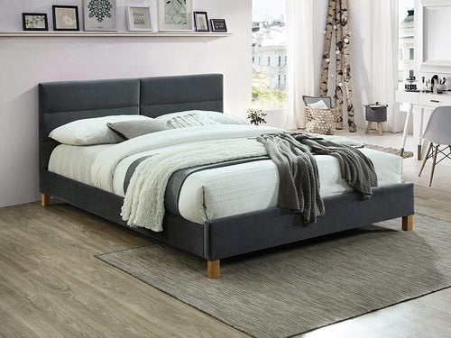Letto in velluto Sibley Grigio & SMP-PAT-SIERRA-VELVET-GREY
