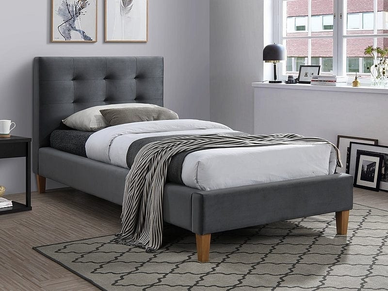 Letto in velluto Tayler Grigio & SMP-PAT-TEXAS-VELVET-GREY