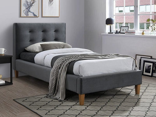 Letto in velluto Tayler Grigio & SMP-PAT-TEXAS-VELVET-GREY