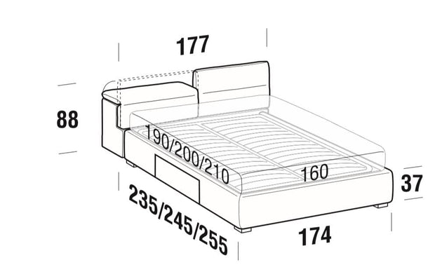 Letto matrimoniale con contenitore Apolis Grigio (4)