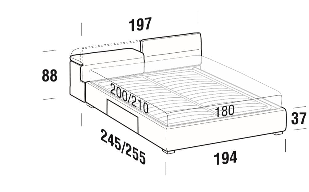 Letto matrimoniale con contenitore Apolis Grigio (5)