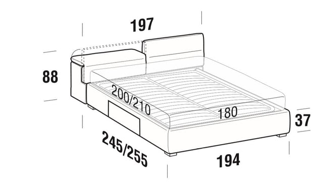 Letto matrimoniale con contenitore Apolis Grigio (5)