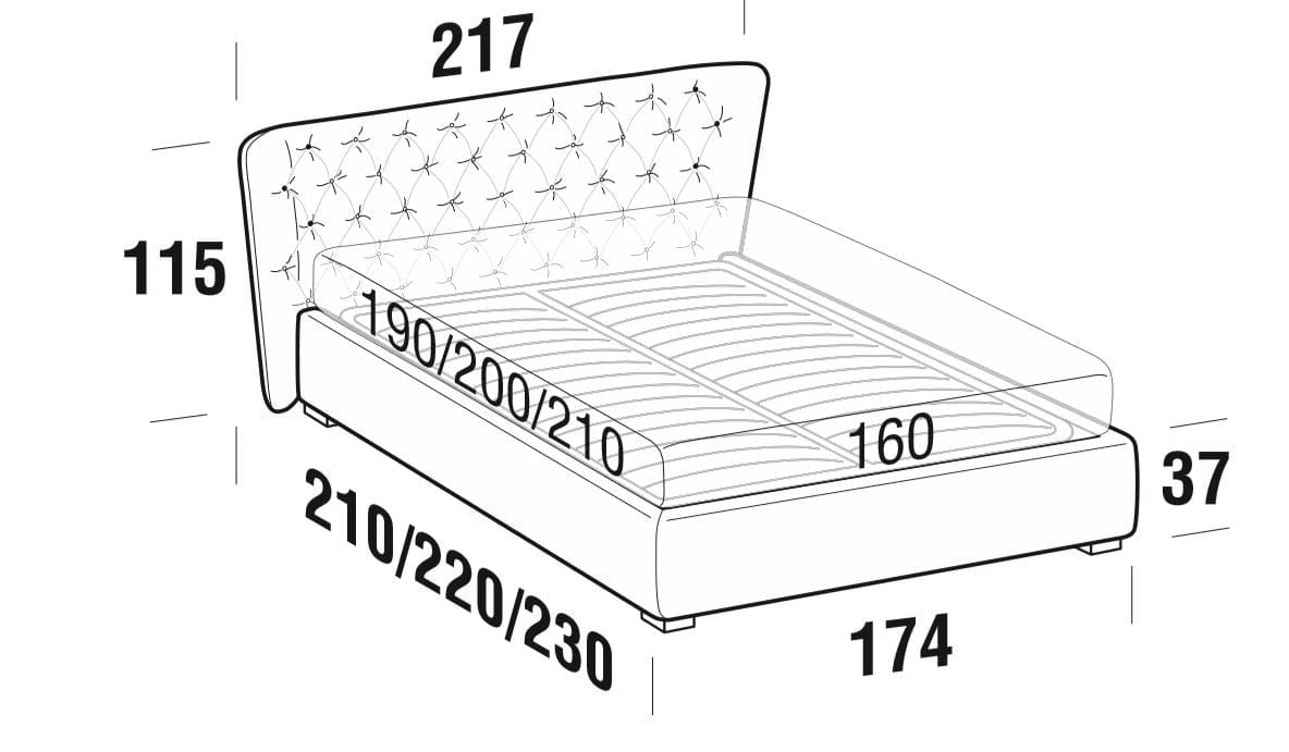 Letto matrimoniale con contenitore Caravagis Grigio (6)