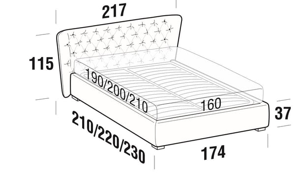 Letto matrimoniale con contenitore Caravagis Grigio (6)