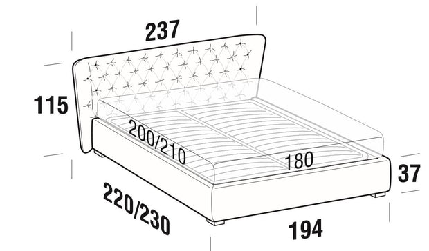 Letto matrimoniale con contenitore Caravagis Grigio (7)