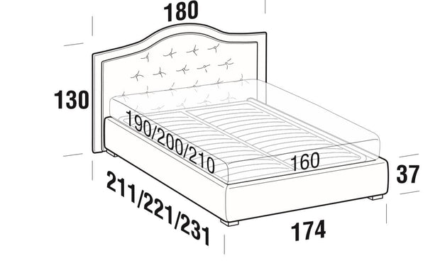 Letto matrimoniale con contenitore Damati Avorio (4)