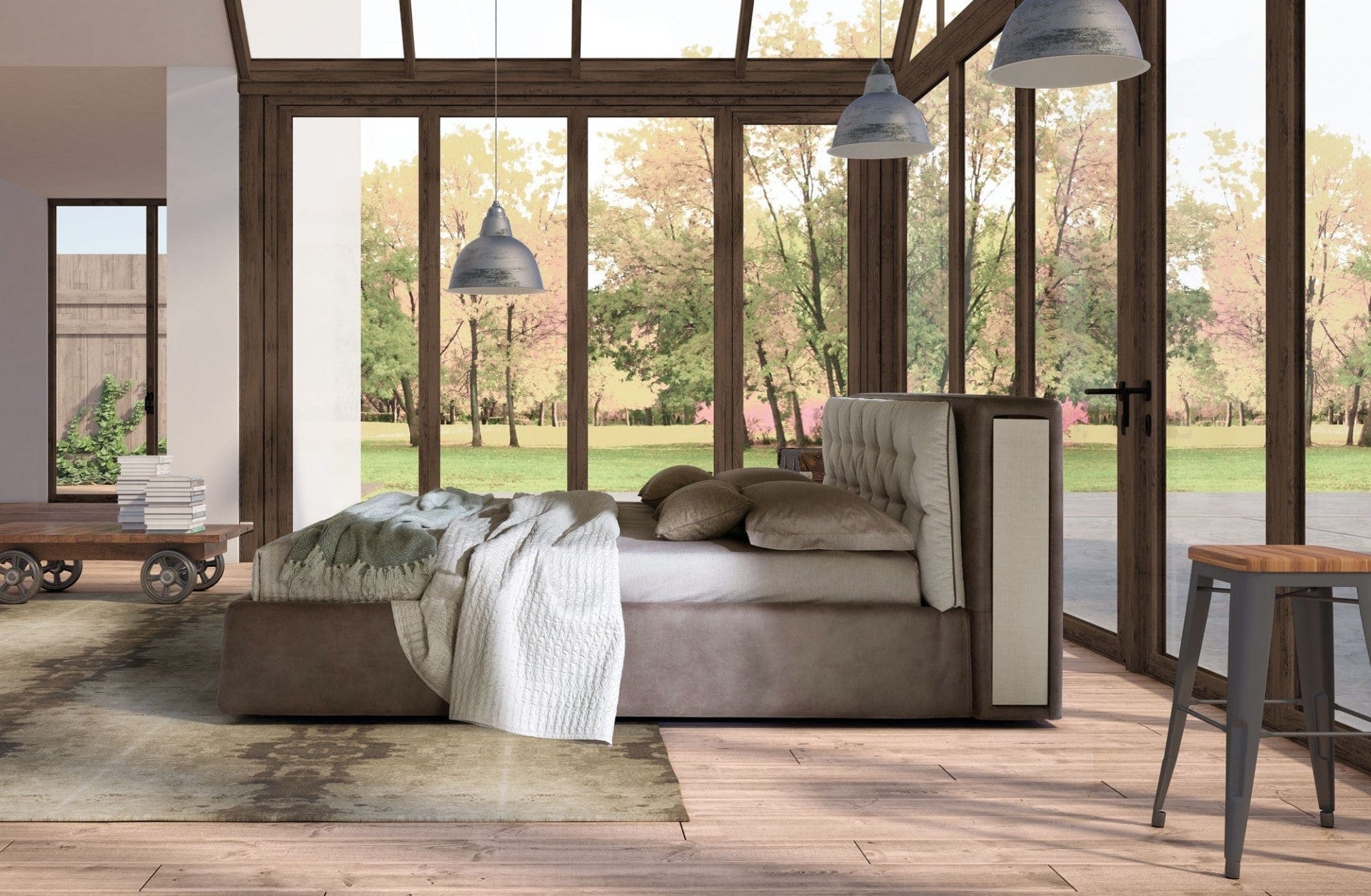 Letto matrimoniale con contenitore Donov Grigio (2)