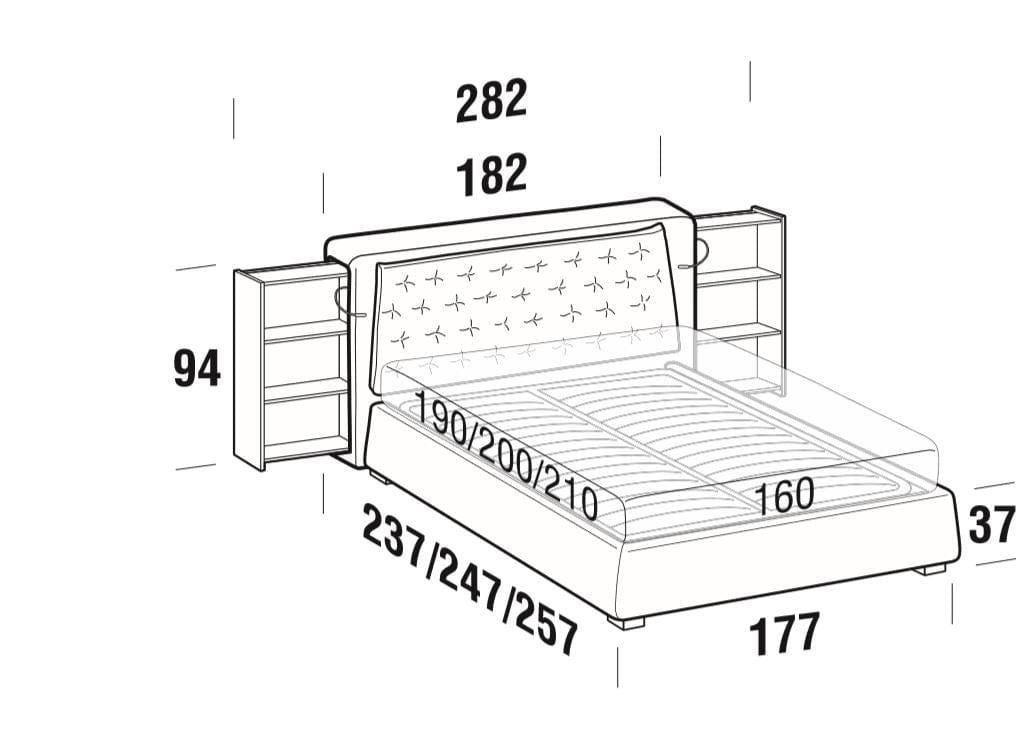 Letto matrimoniale con contenitore Donov Grigio (7)