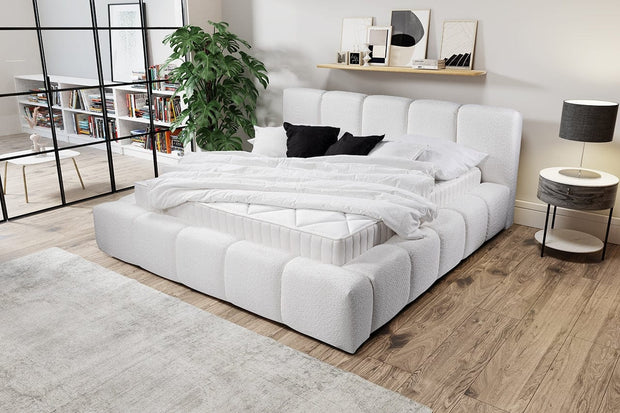 Letto matrimoniale con contenitore in tessuto Baloo Bianco