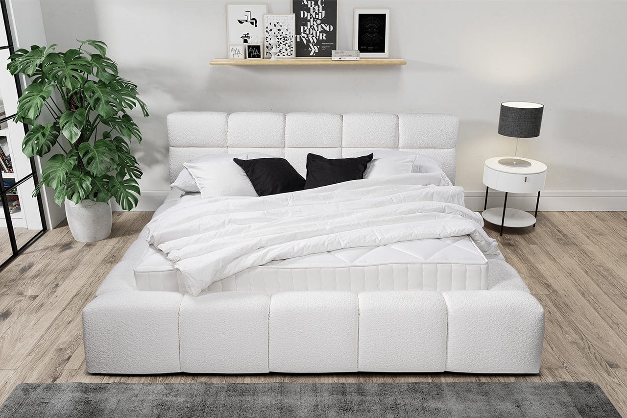 Letto matrimoniale con contenitore in tessuto Baloo Bianco (1)