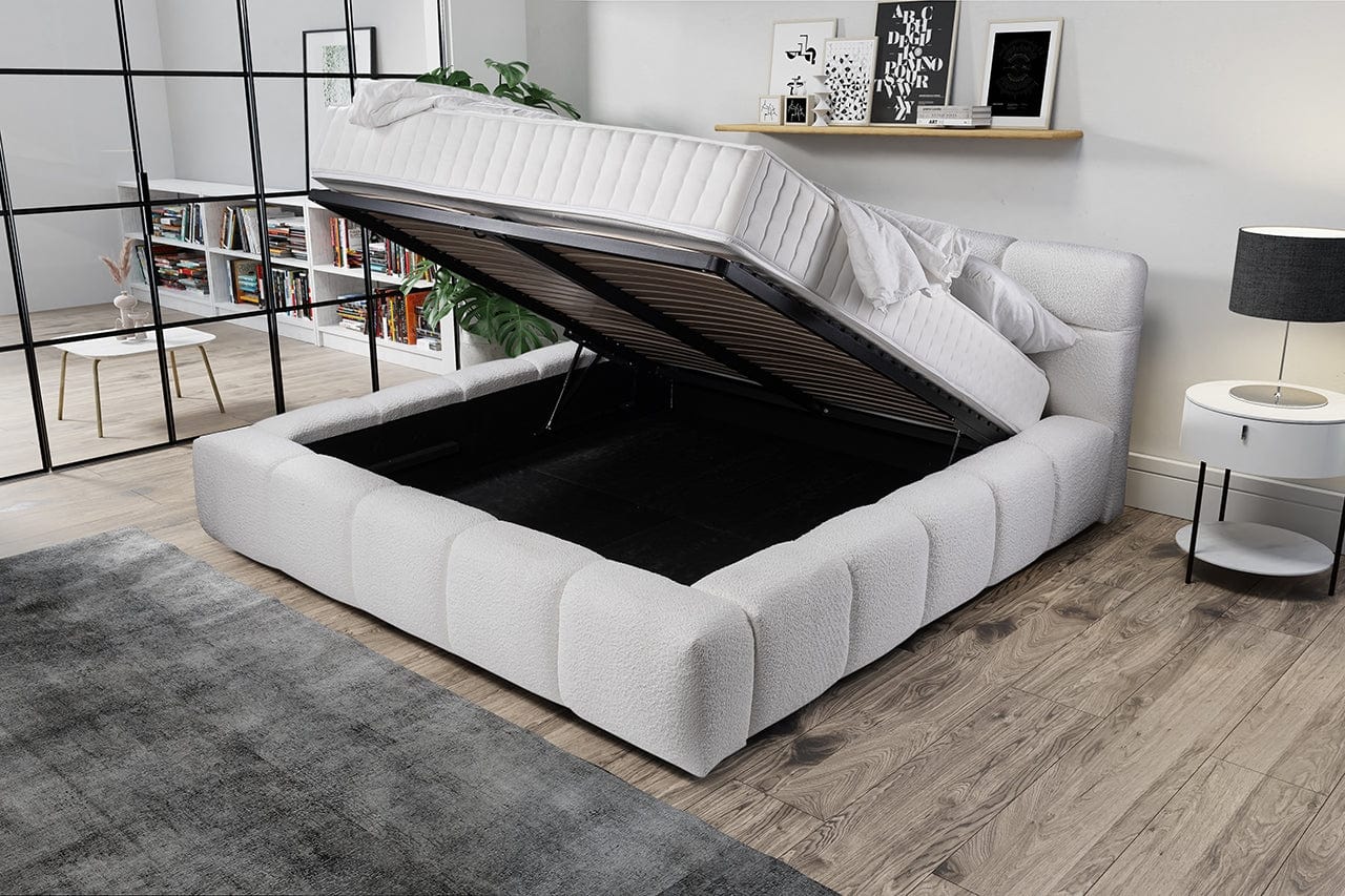 Letto matrimoniale con contenitore in tessuto Baloo Bianco (2)