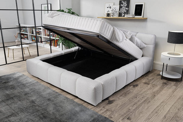 Letto matrimoniale con contenitore in tessuto Baloo Bianco (2)