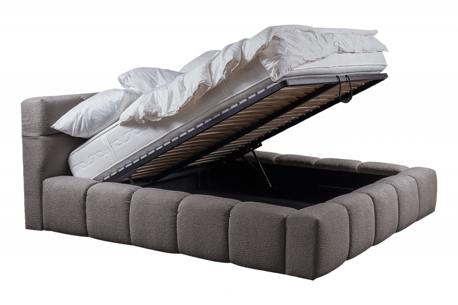 Letto matrimoniale con contenitore in tessuto Baloo Cappuccino (2)