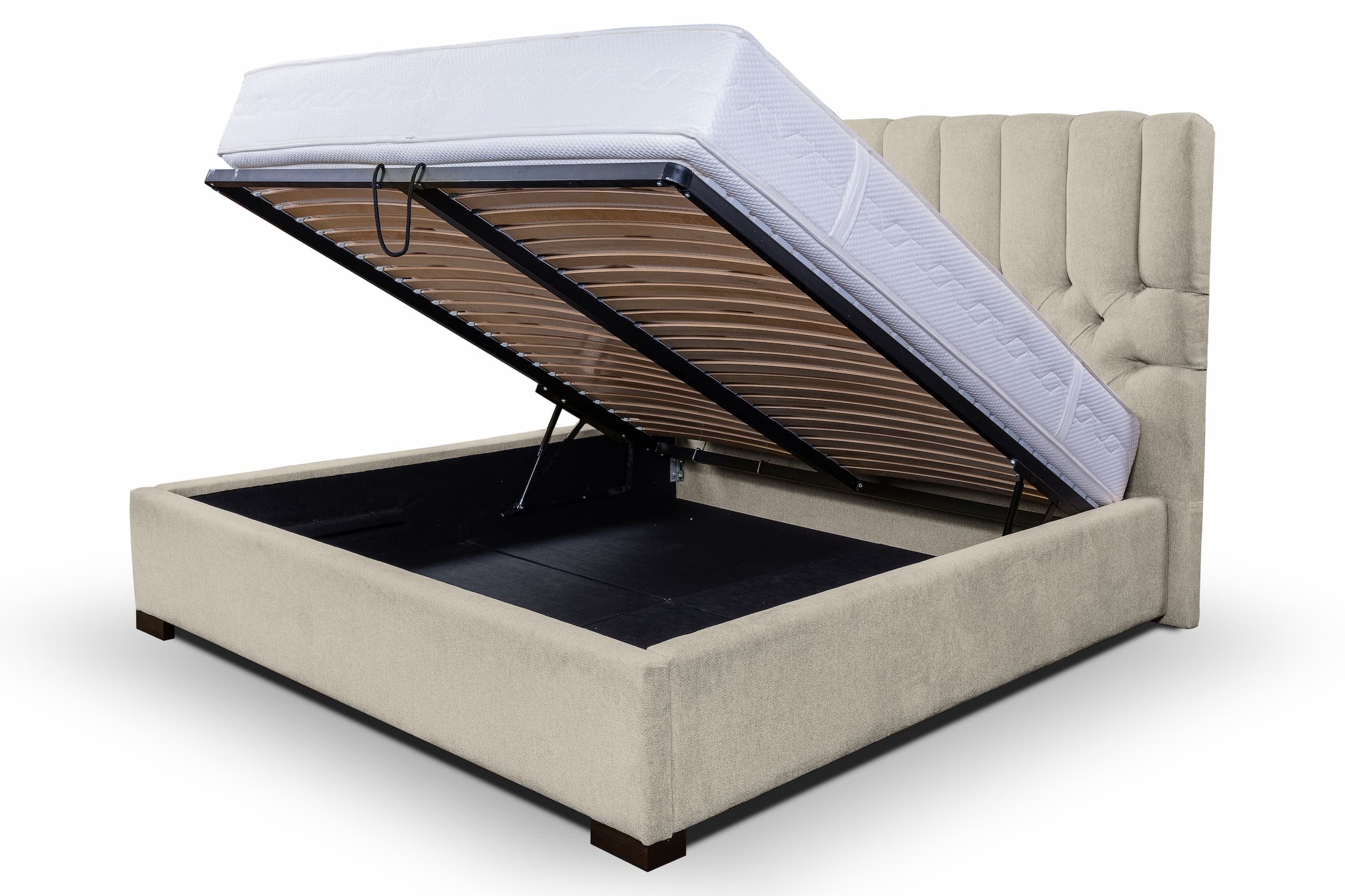 Letto matrimoniale con contenitore in tessuto Brennero Beige (7)