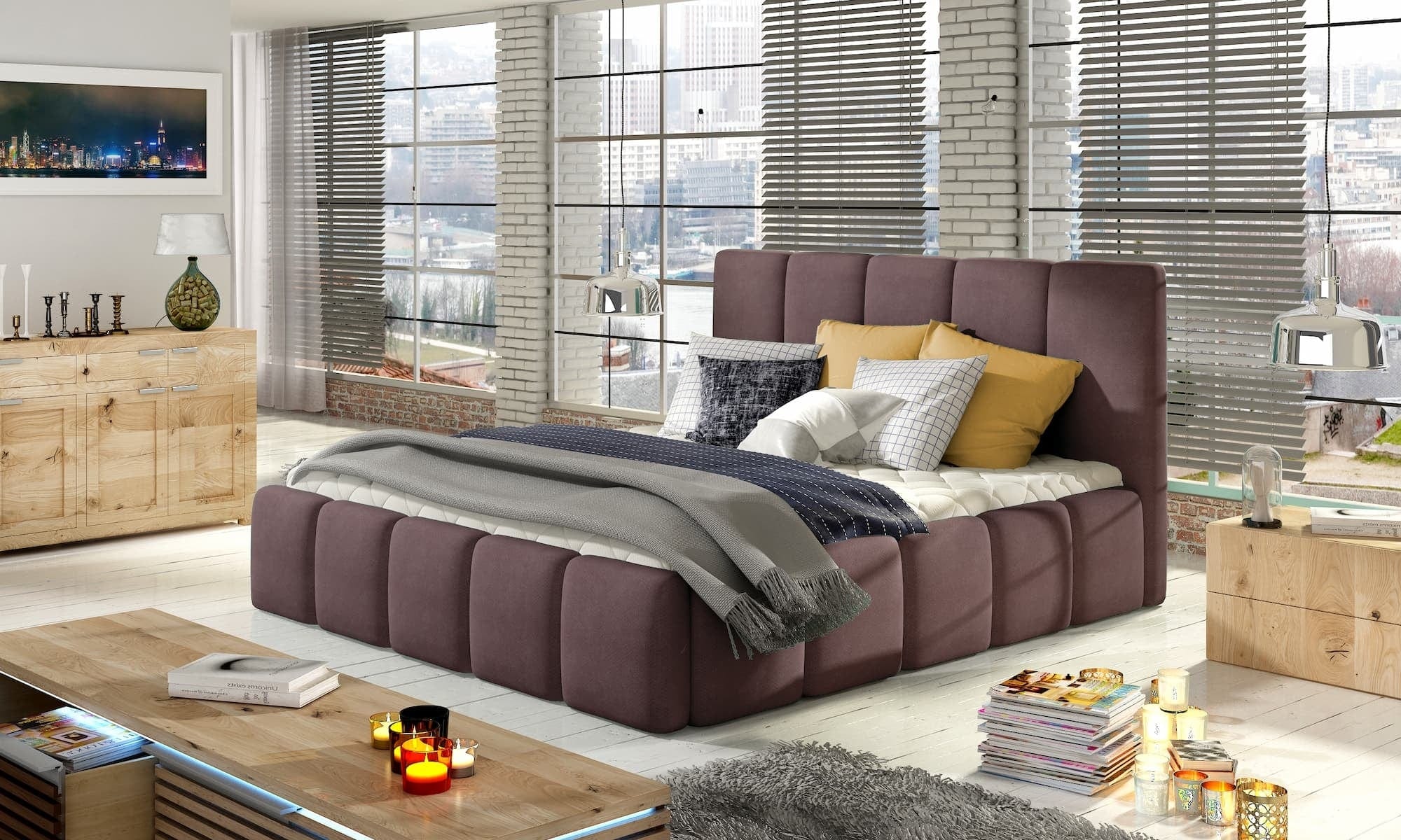 Letto matrimoniale con contenitore in tessuto Edvis Color (2) & ELTMPL-BED-EDVIGE-BEG-SET2-COLOR