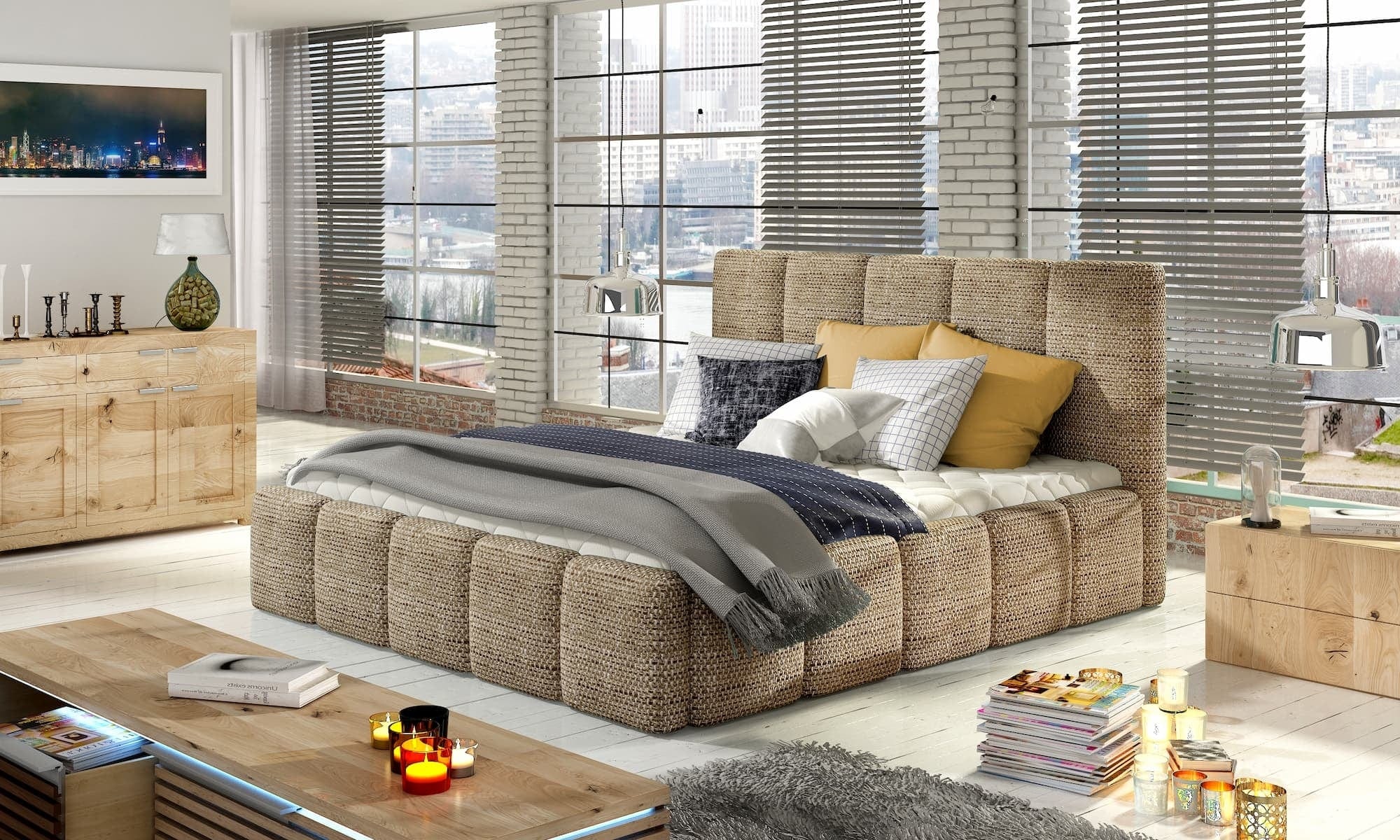 Letto matrimoniale con contenitore in tessuto Edvis Neutral (2)