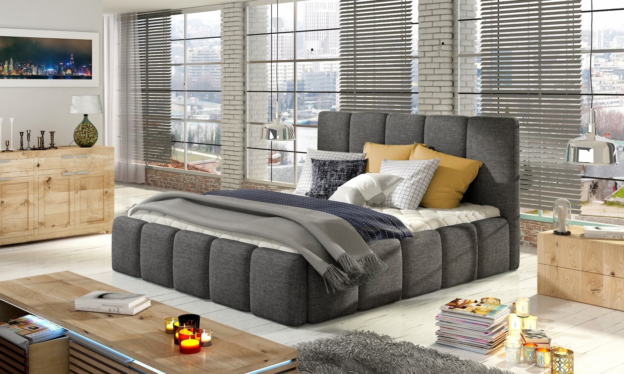 Letto matrimoniale con contenitore in tessuto Edvis Neutral (3)