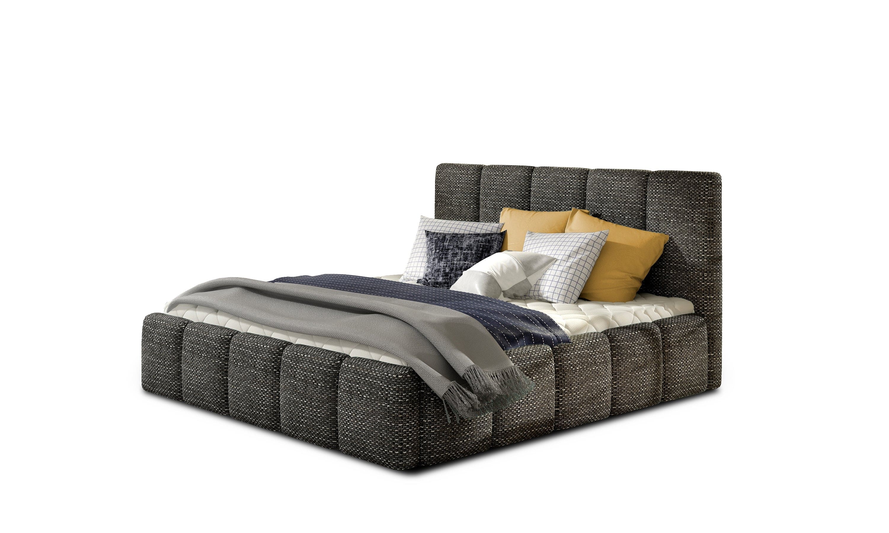Letto matrimoniale con contenitore in tessuto Edvis Neutral (6)