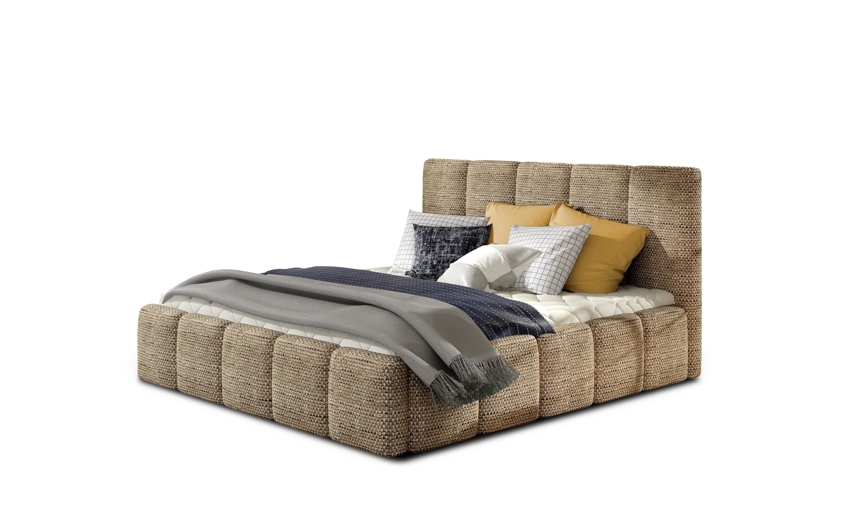 Letto matrimoniale con contenitore in tessuto Edvis Neutral (7)
