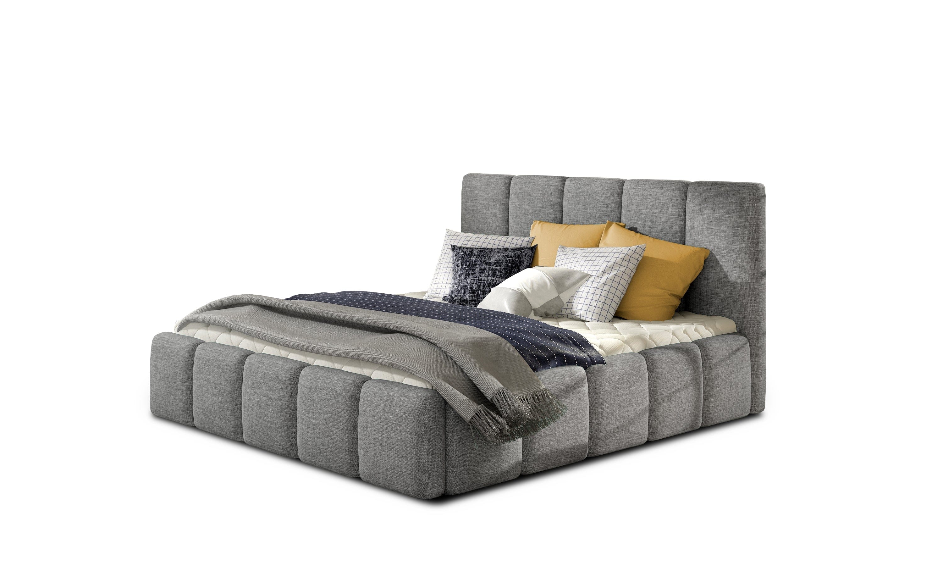 Letto matrimoniale con contenitore in tessuto Edvis Neutral (8)