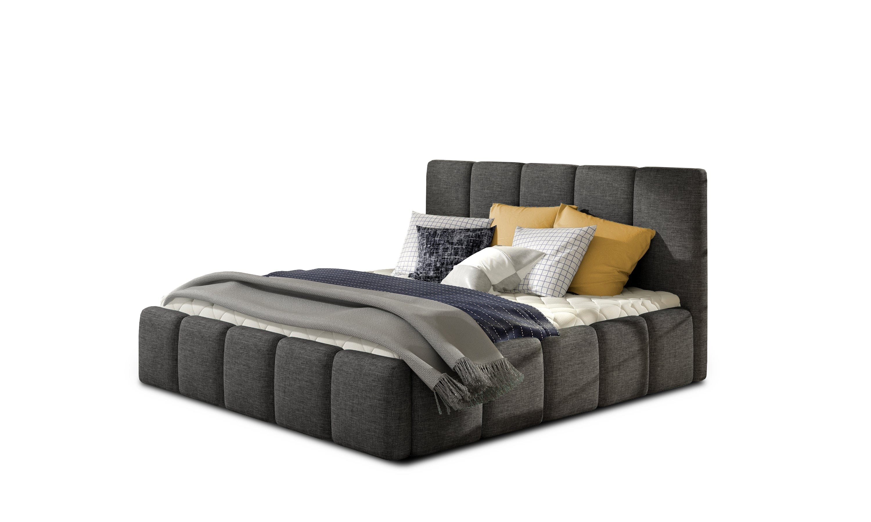 Letto matrimoniale con contenitore in tessuto Edvis Neutral (9)