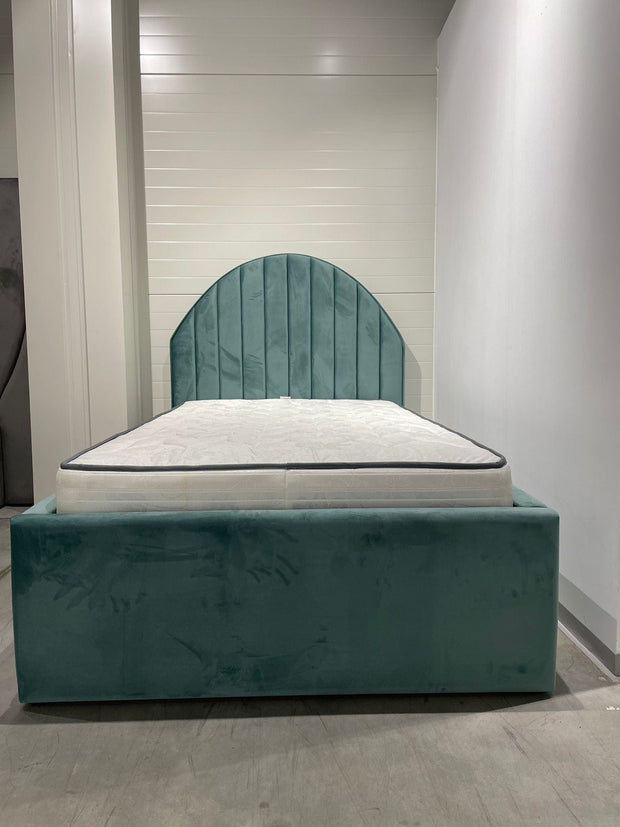 Letto matrimoniale con contenitore in tessuto Londi Round Verde (2)