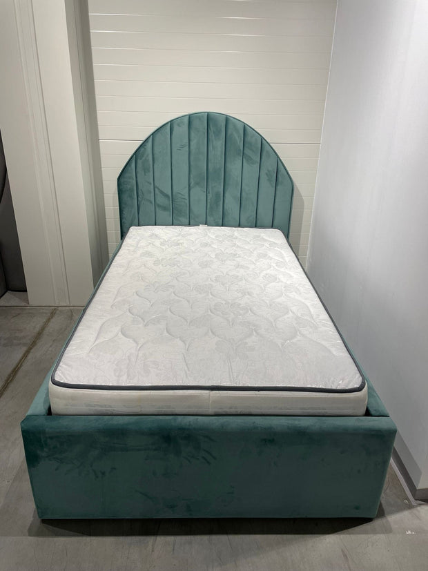 Letto matrimoniale con contenitore in tessuto Londi Round Verde (3)