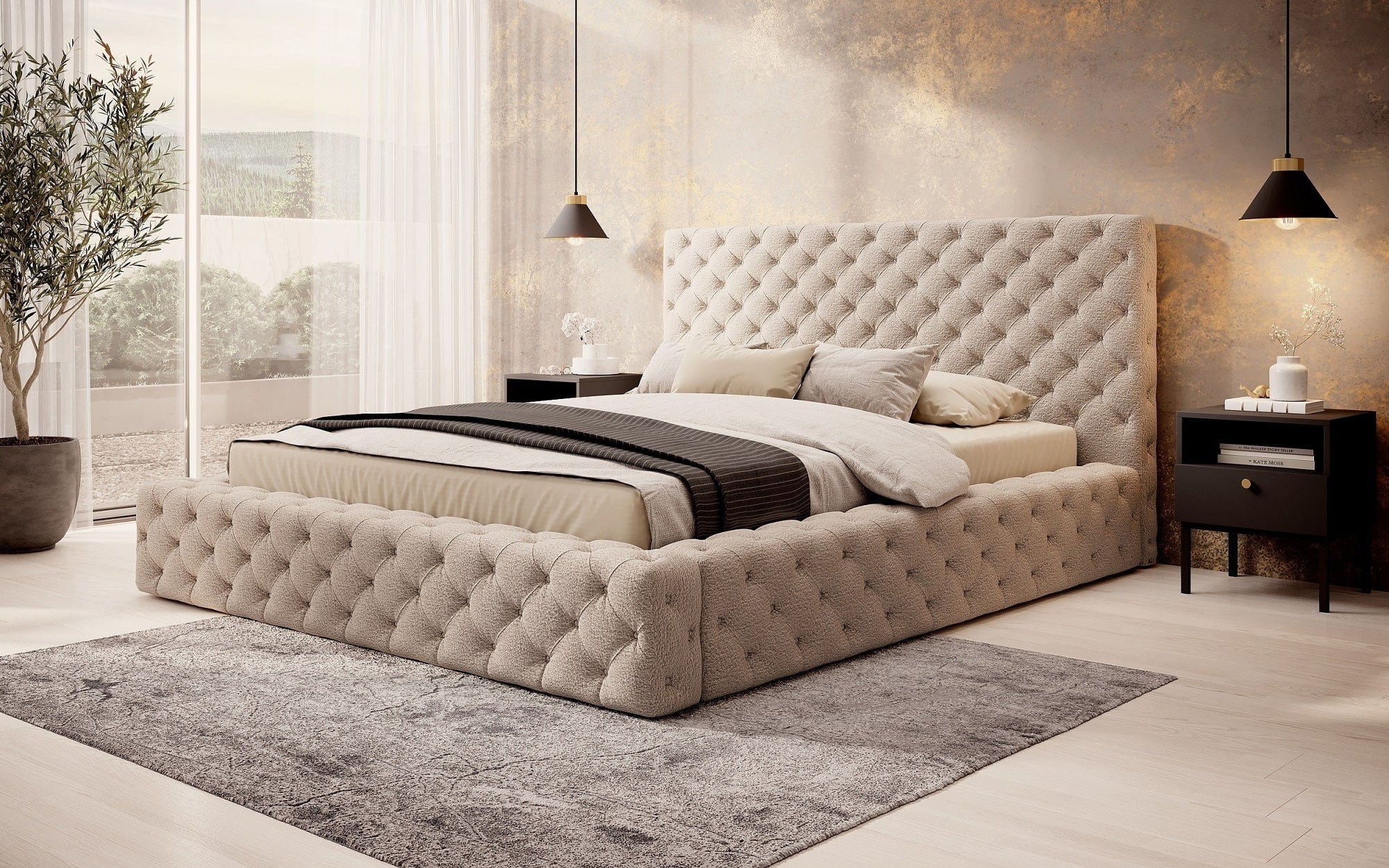 Letto matrimoniale con contenitore in tessuto Principe (10) & ELTMPL-BED-PRINCCE