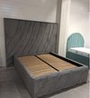 Letto matrimoniale con contenitore in velluto Belleza Grigio (2)