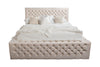Letto matrimoniale con contenitore in velluto Chester Lux III Crema