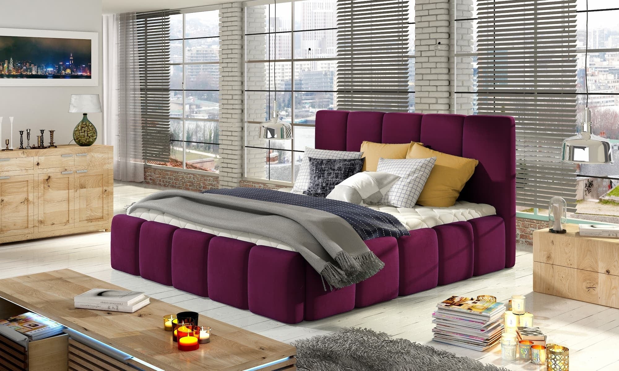 Letto matrimoniale con contenitore in velluto Edvis & ELTMPL-BED-EDVIGE-BEG-SET2-VELVET