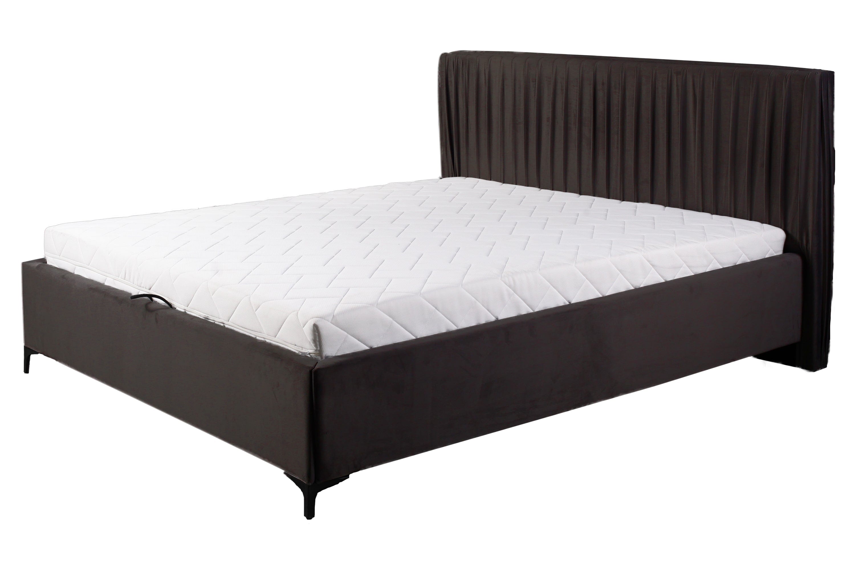 Letto matrimoniale con contenitore in velluto Gaya Lux II Marrone