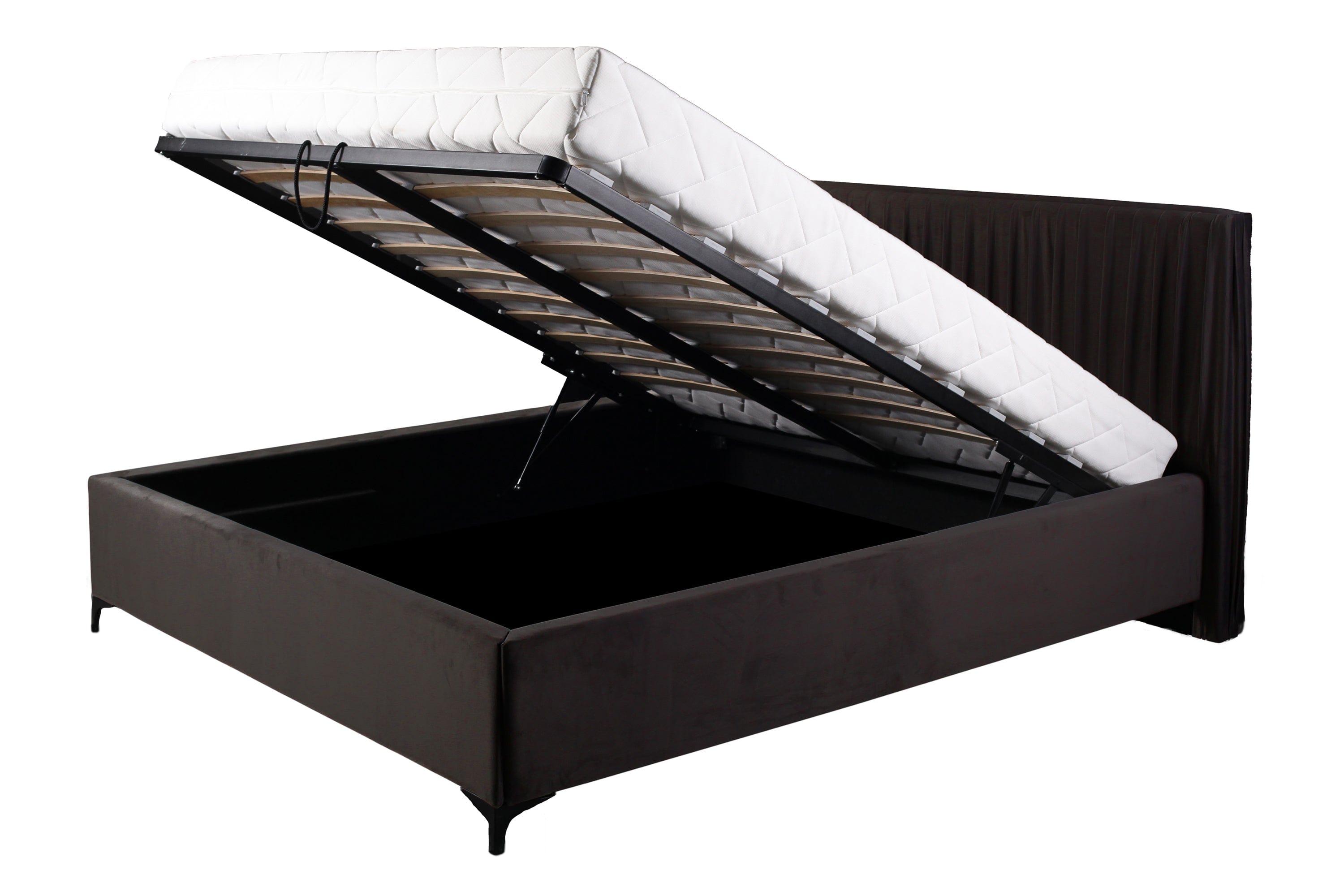 Letto matrimoniale con contenitore in velluto Gaya Lux II Marrone (1)