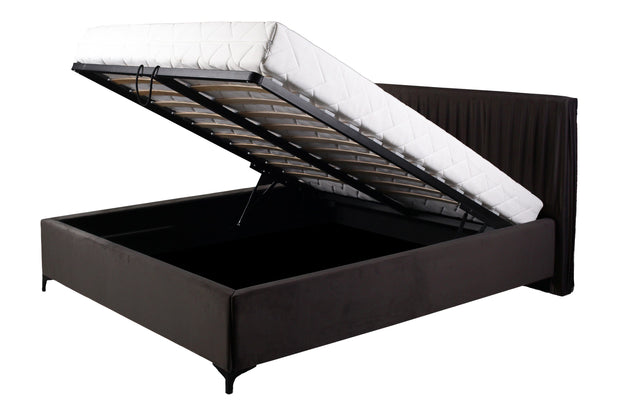 Letto matrimoniale con contenitore in velluto Gaya Lux II Marrone (1)