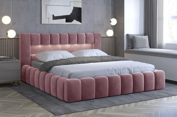 Letto matrimoniale con contenitore in velluto Lamiso Color (1)