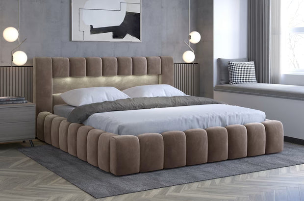 Letto matrimoniale con contenitore in velluto Lamiso Color (2)