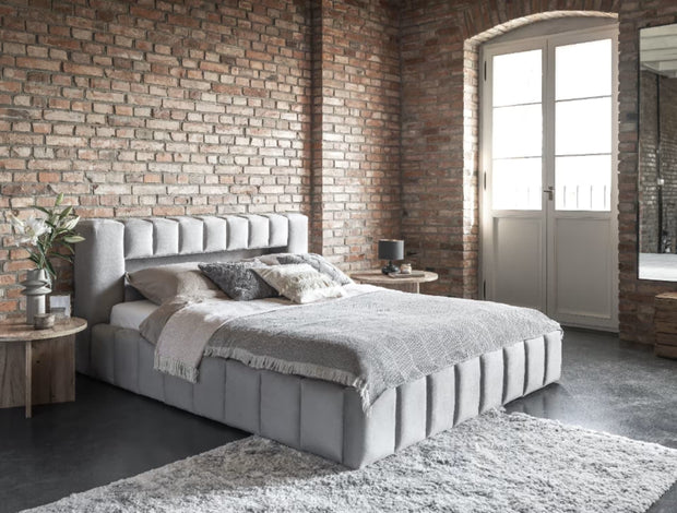 Letto matrimoniale con contenitore in velluto Lamiso Neutral (1)
