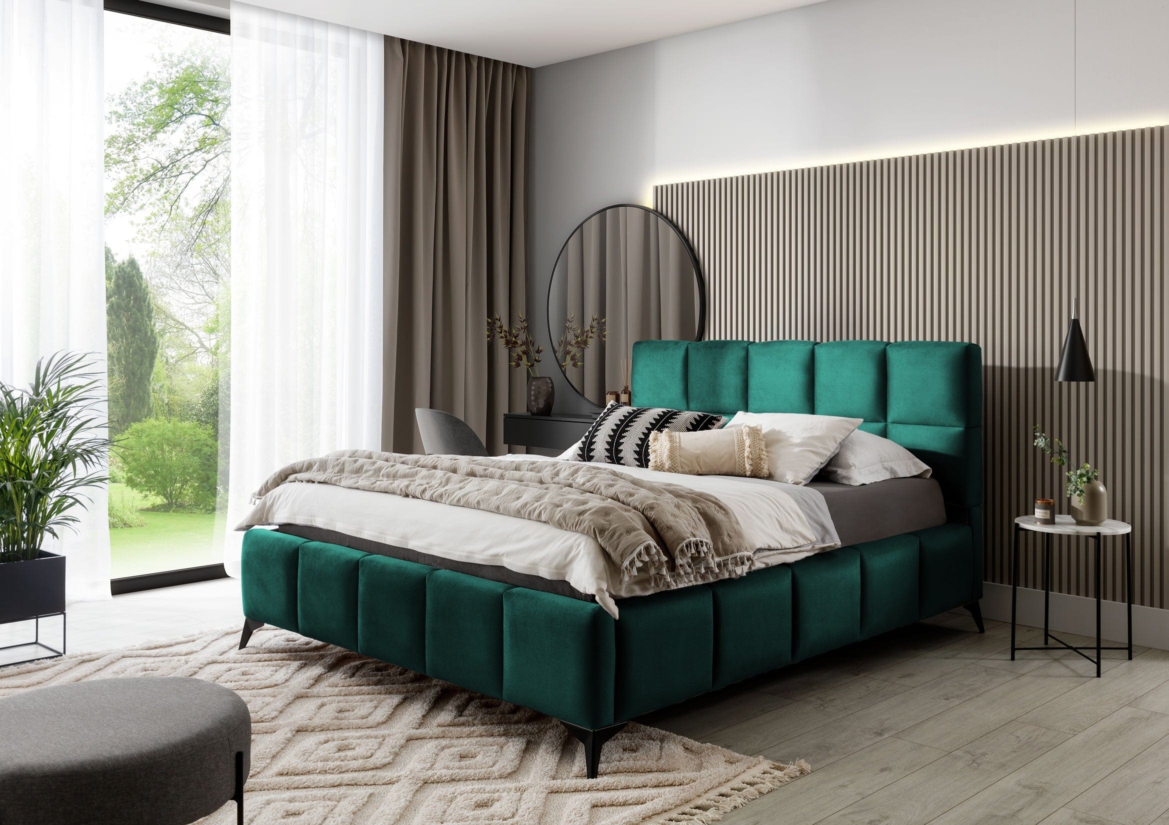 Letto matrimoniale con contenitore in velluto Mister (1)