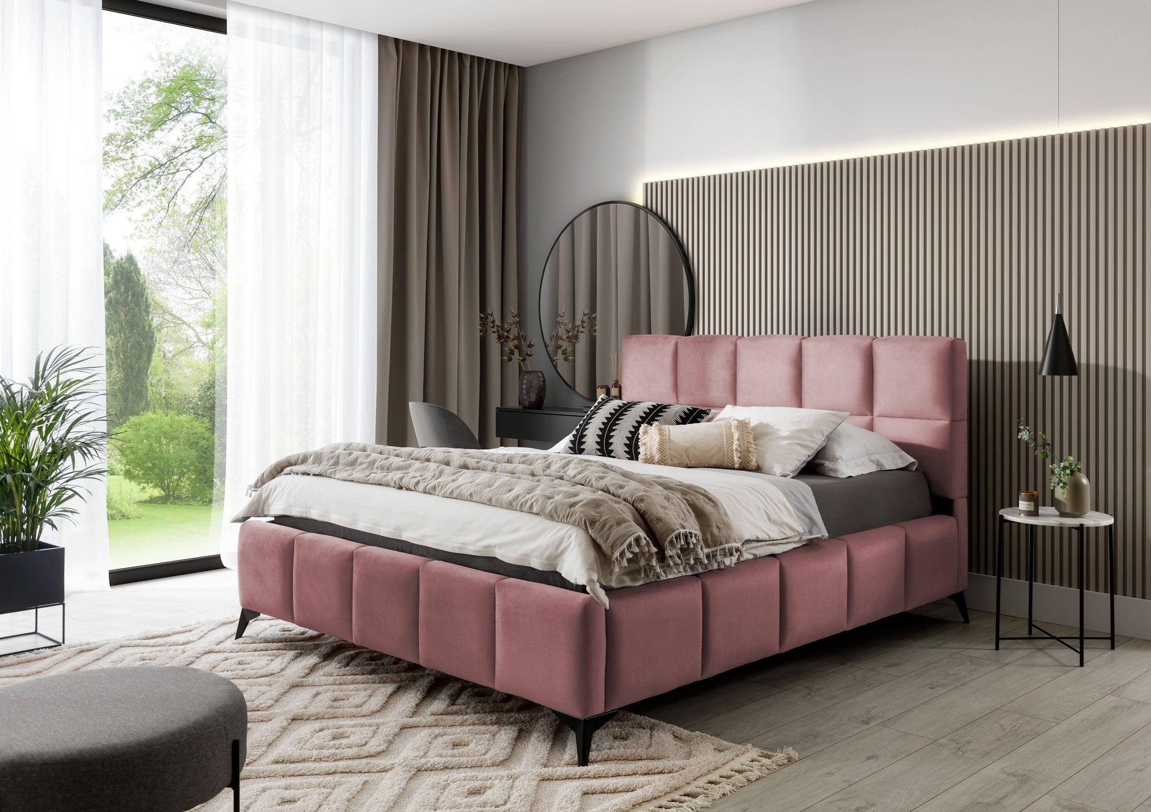 Letto matrimoniale con contenitore in velluto Mister (2)