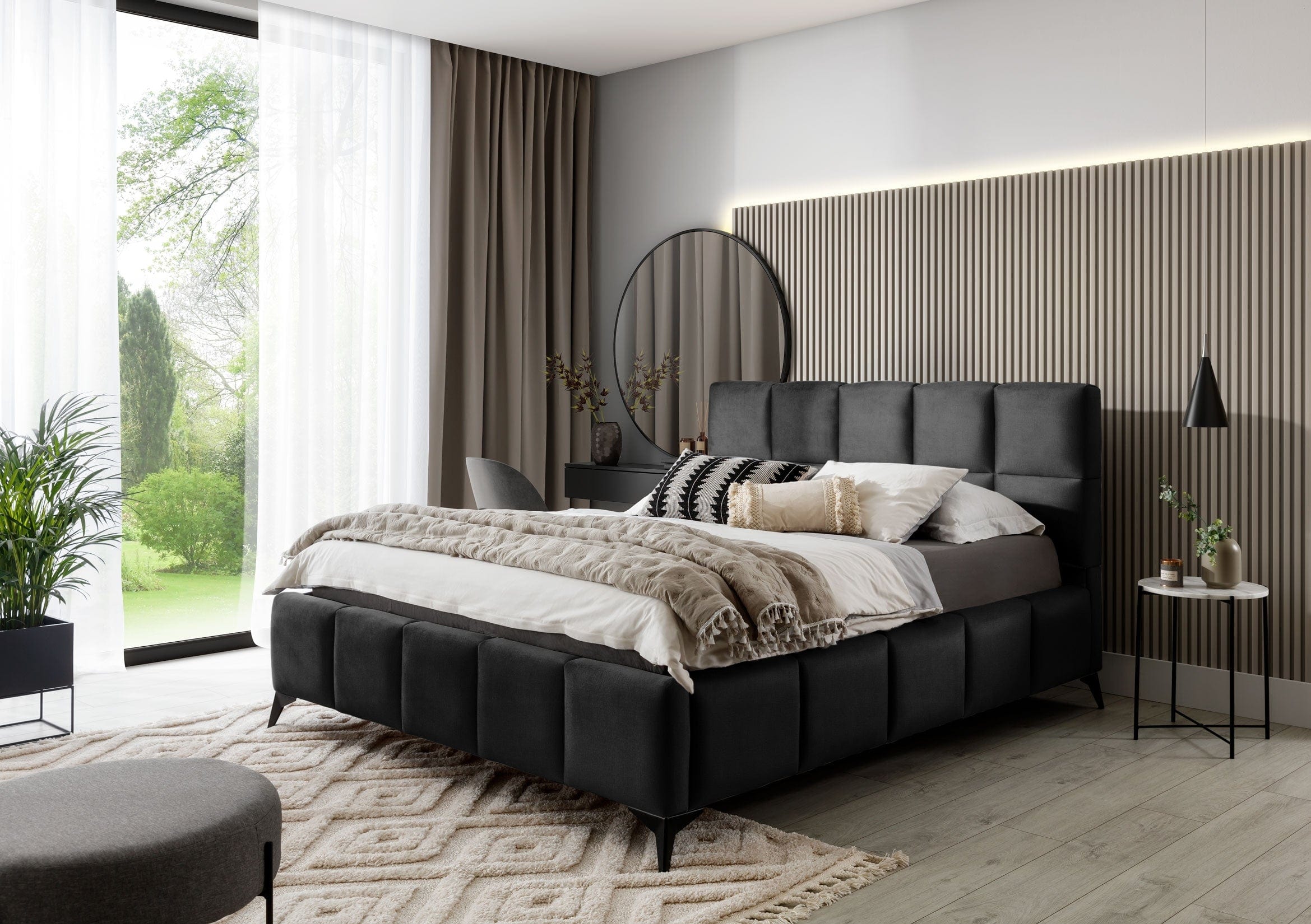 Letto matrimoniale con contenitore in velluto Mister (3)