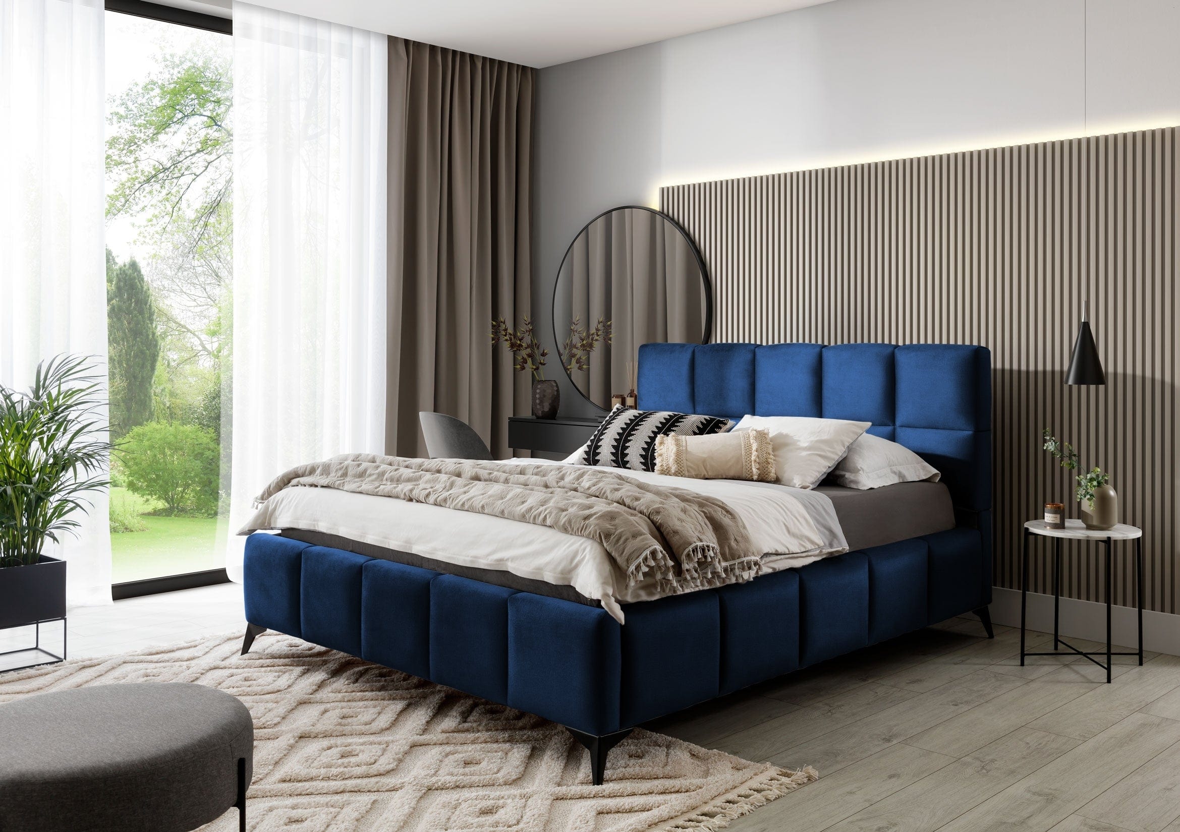 Letto matrimoniale con contenitore in velluto Mister (4)