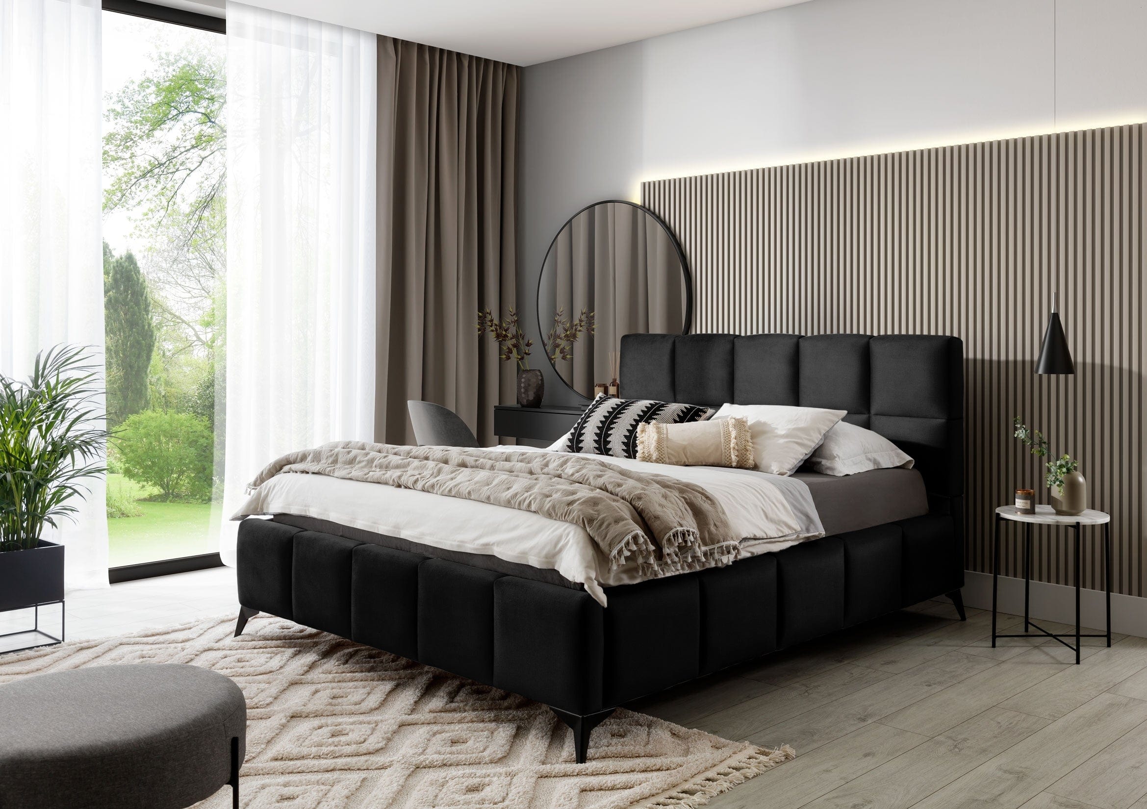 Letto matrimoniale con contenitore in velluto Mister (5)